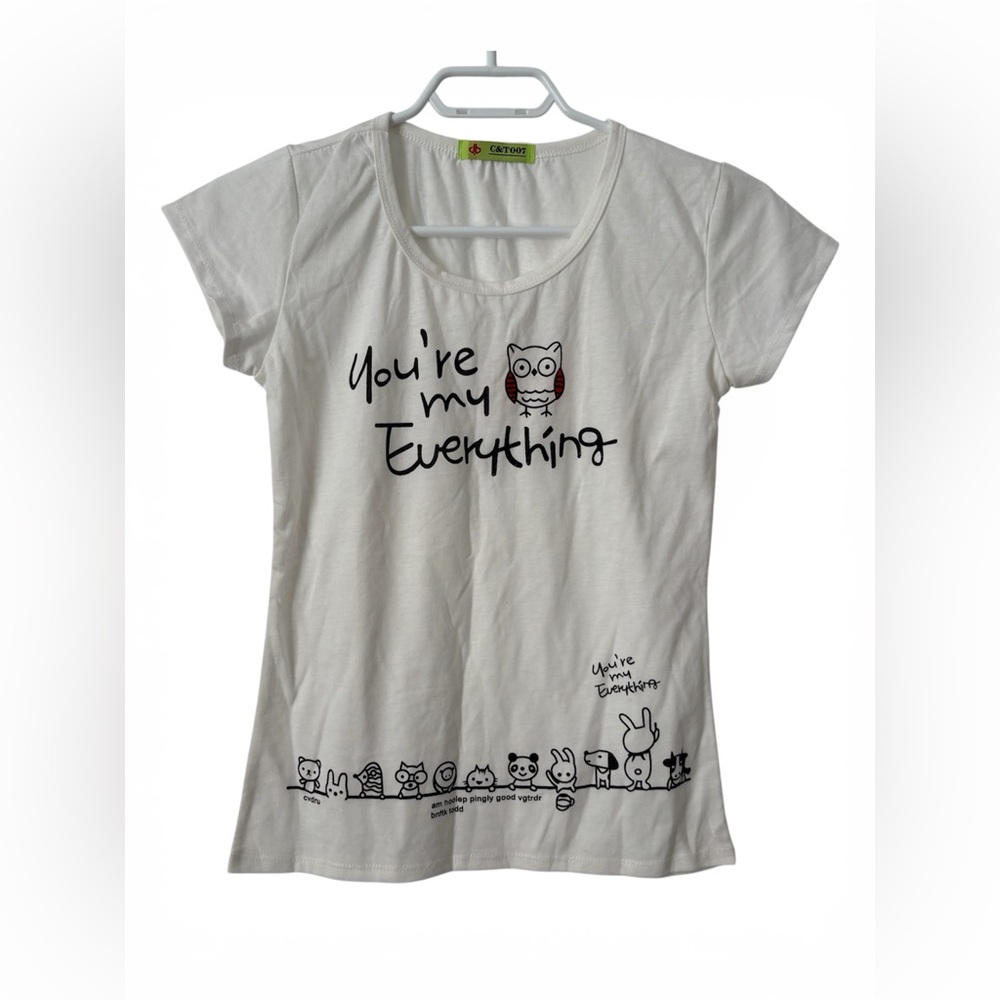2/$10 BNWT Kids Cute "You're My Everything" Owl Graphic Tee White youth medium